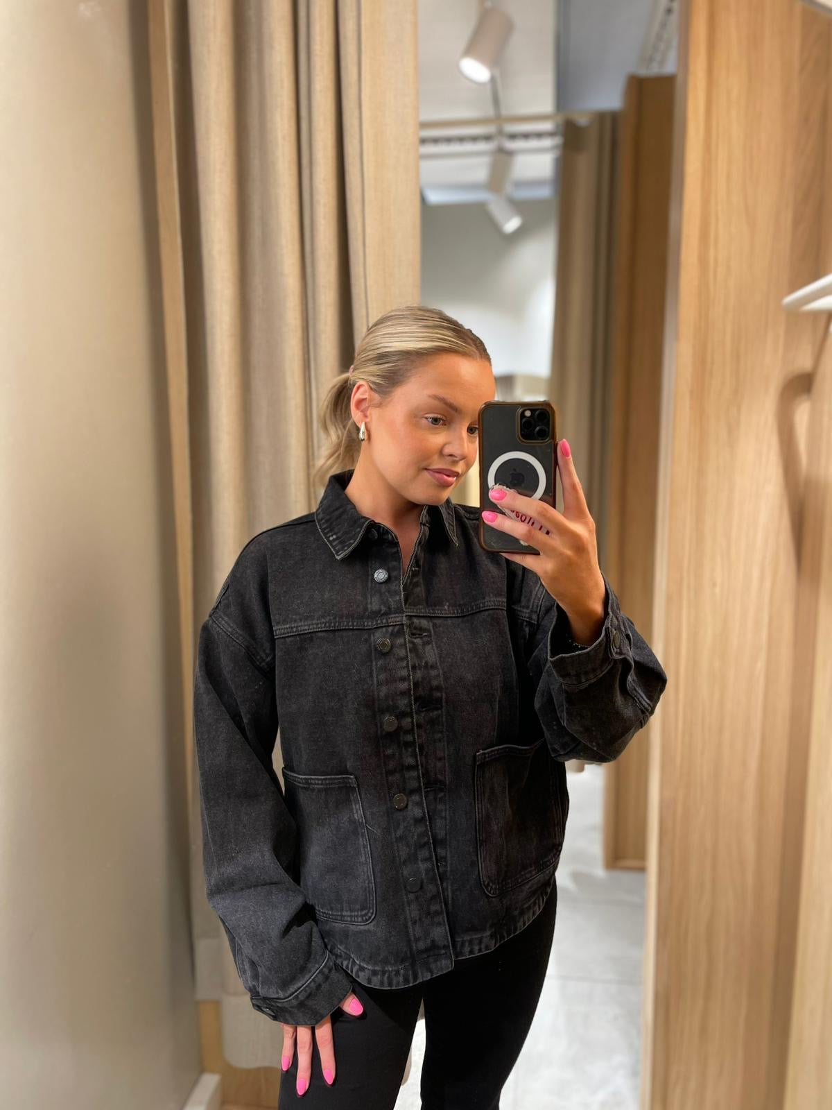 NMKETTIE Denim Jacket - Black Denim